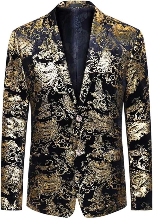 Heren Casual Blazer Paisley Jacquard Pak Jassen Slim Fit Bloemenprint Stijlvolle Blazer Jassen Chique Jassen