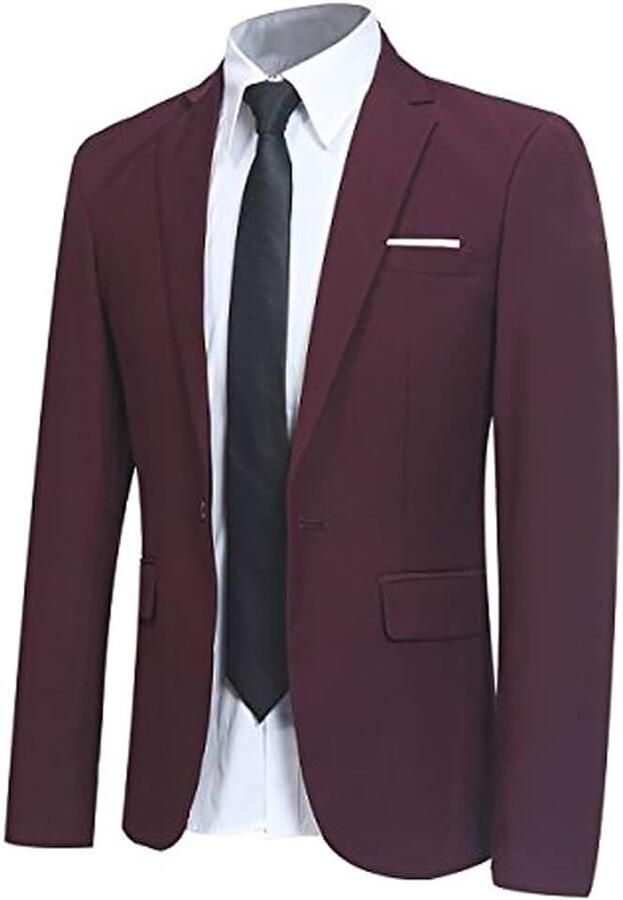 Heren Casual Blazer Slim Fit Formele Zakelijke Pak Jassen Eén Knop Enkele Breasted Smoking Jas Smart Blazer