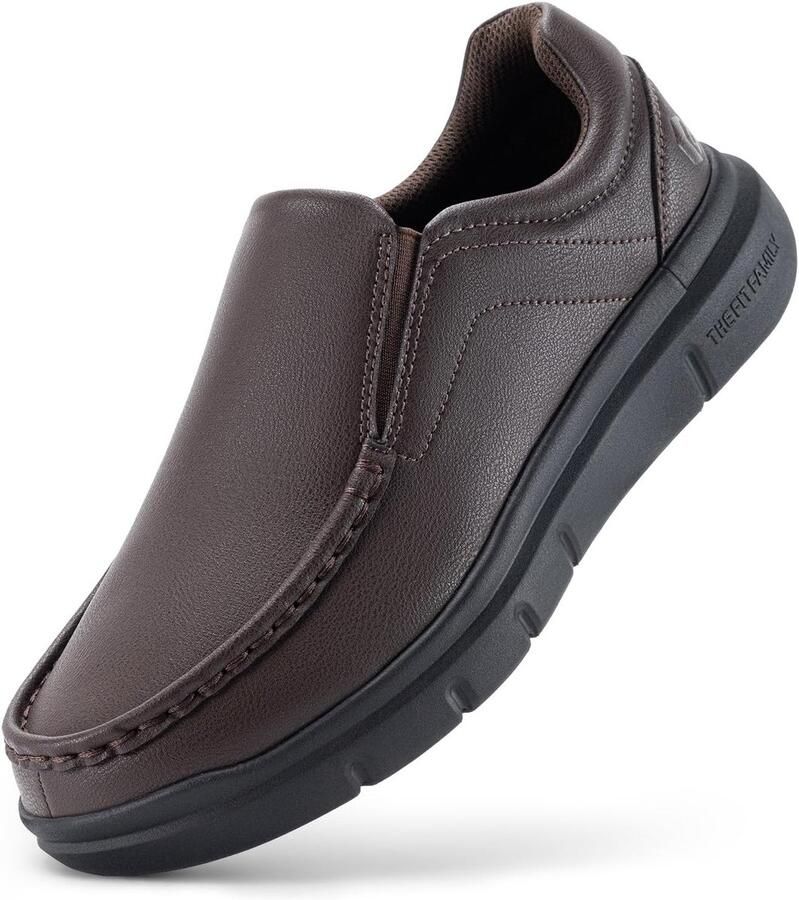 Heren Casual Schoenen Leren Loafers Comfortabel Wandelen Extra Brede Pasvorm
