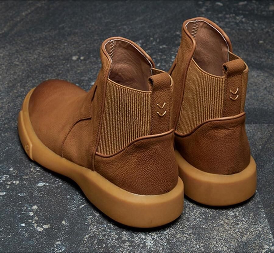 Heren Chelsea Boots Winter Mid Heel Leren Laarzen