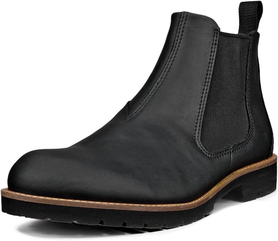 Heren Chelsea Boots Zwart Leder Comfortabele Enkele Laarzen met Elastische Zijpanelen