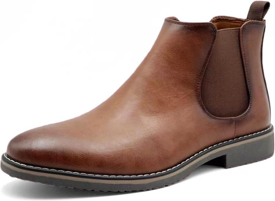 Heren Chelsea Laarzen Bruin Leer Slip-On Smart Casual