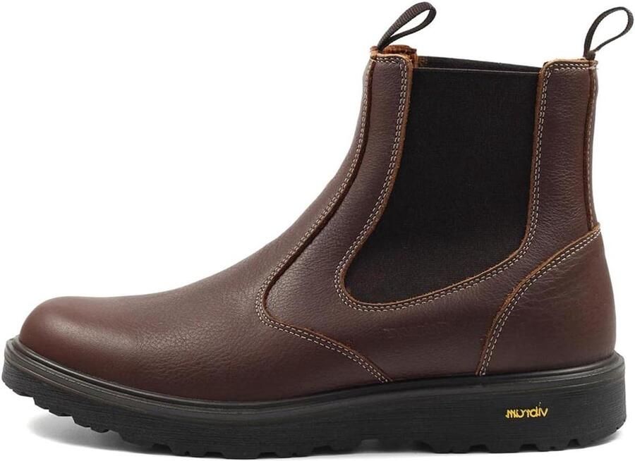 Heren Chelsea Laarzen van Leer met Vibram Zool Hoge Schacht Slip-on