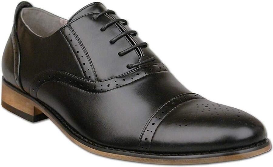 Heren Chunky Derby Schoenen Zwart Vetersluiting
