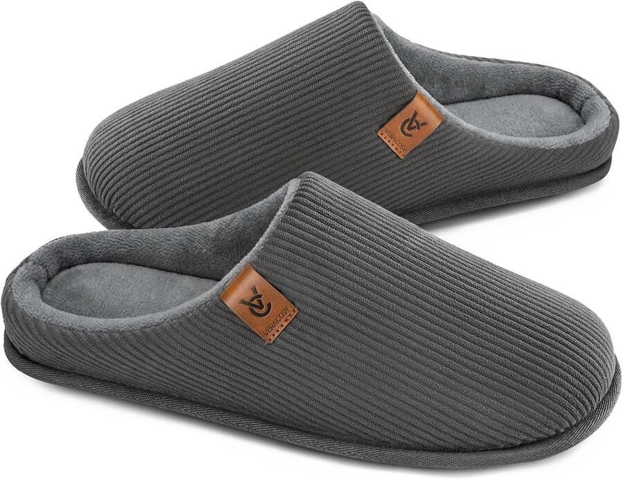Heren Comfortabele Corduroy Pantoffels met Traagschuim Slip-On Huis Schoenen