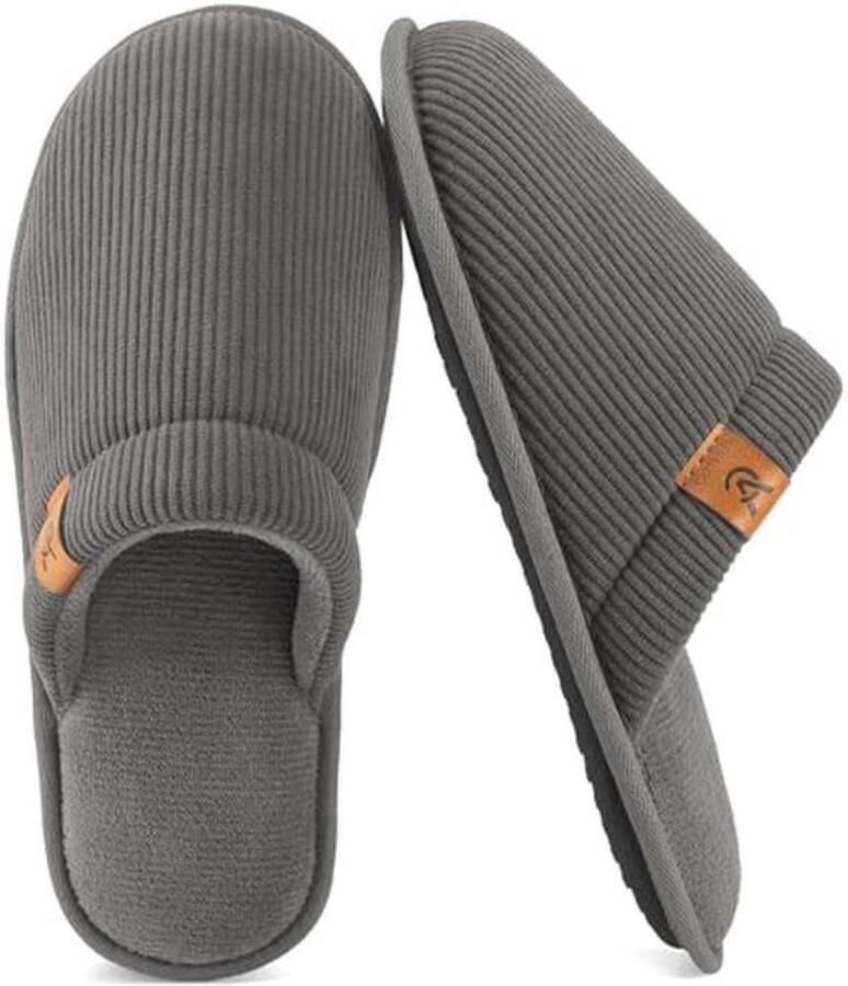 Heren Corduroy Gevoerde Pantoffels met Memory Foam en Antislip Onderzijde