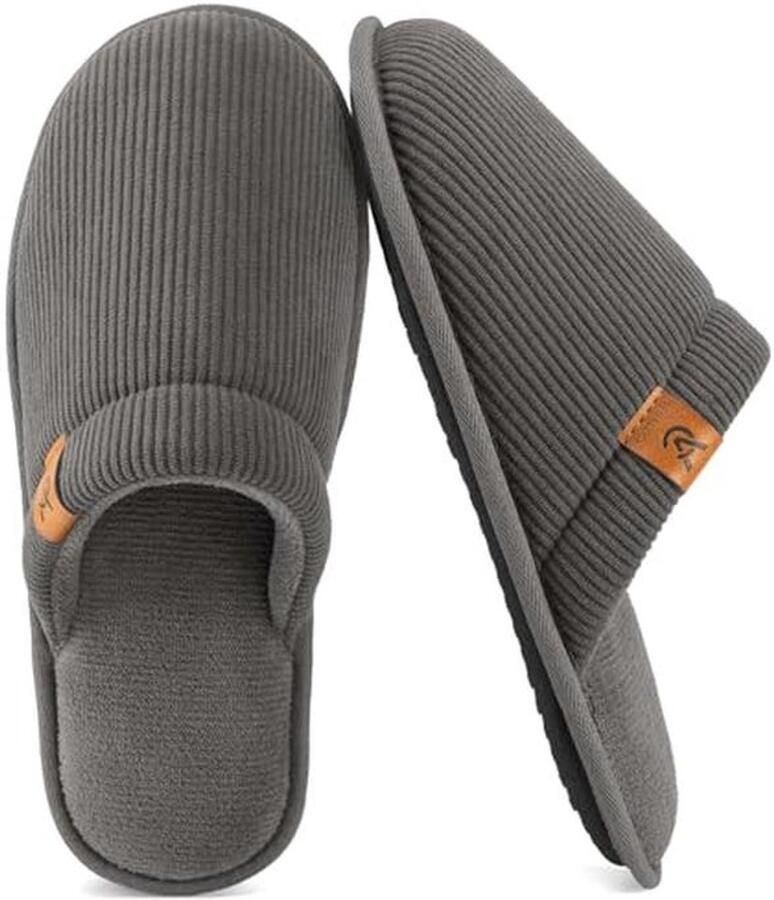 Heren Corduroy Gevoerde Pantoffels met Memory Foam en Antislip Onderzijde
