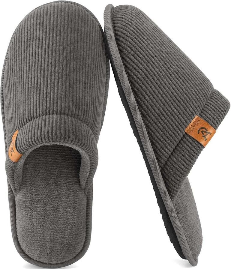 Heren Corduroy Pantoffels met Memory Foam Zachte Comfortabele Huis Slippers Antislip