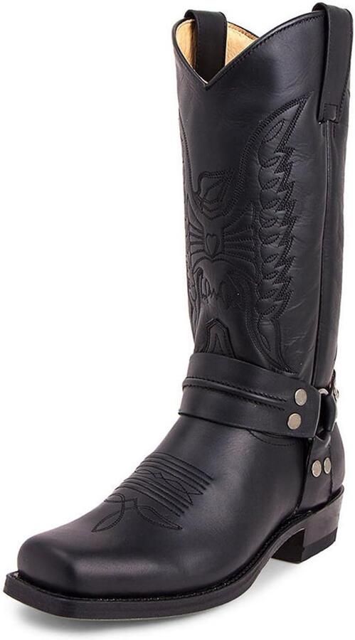 Heren Cowboylaarzen Met Vierkante Neus en Gespen Halfhoog Model voor Lente en Herfst