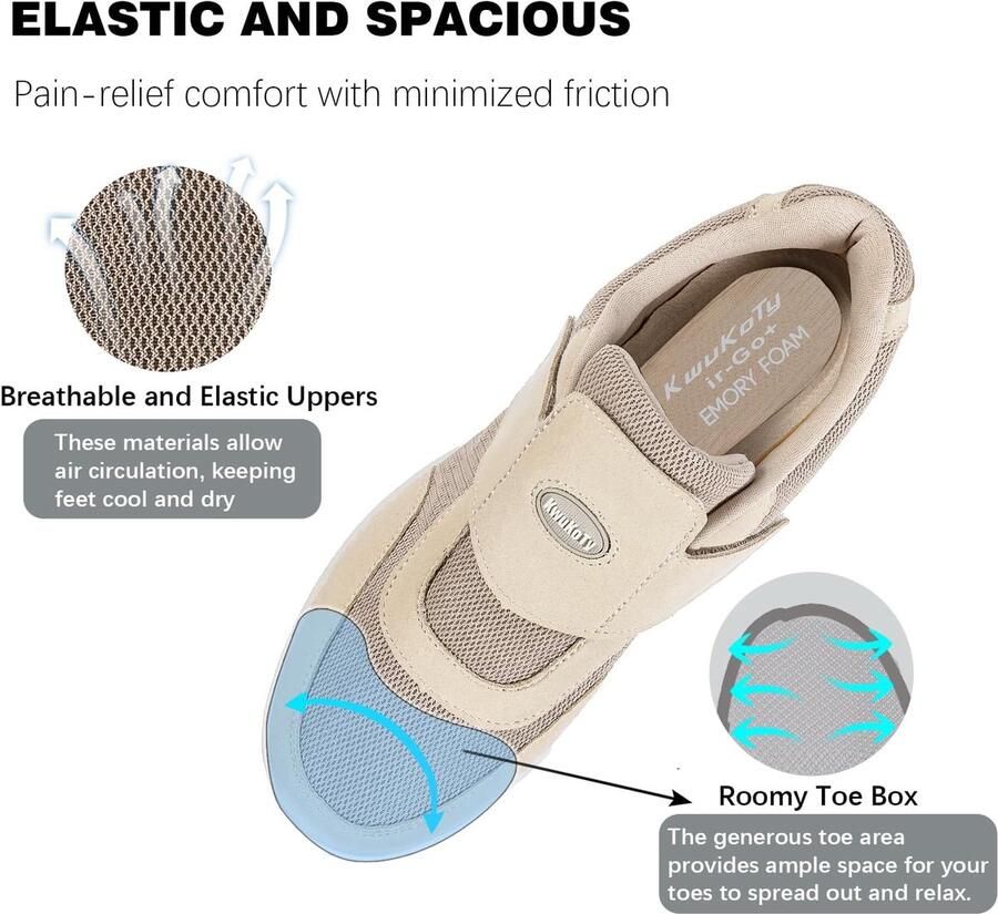 Heren Diabetes Huisslippers 40.5-47 EU Verstelbare Breedte Extra Wijde Pasvorm Comfort voor Senioren ShopVlot