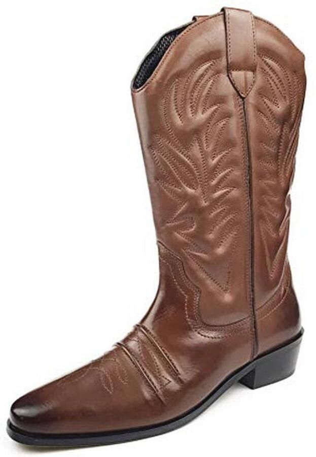 Heren Donkerbruin Zwart Western Cowboy Boots