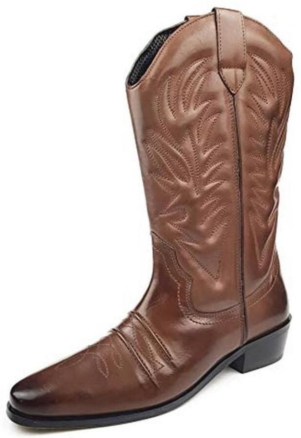 Heren Donkerbruin Zwart Western Cowboy Boots