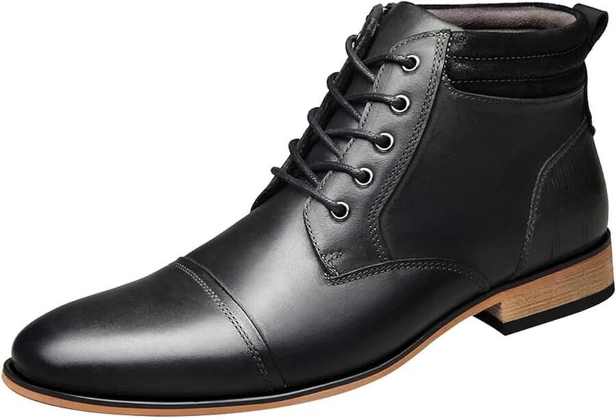 Heren Echt Leder Veters Zijrits Enkellaarzen Cap Toe Hoog Model Formele Pakschoenen Standaard Europese