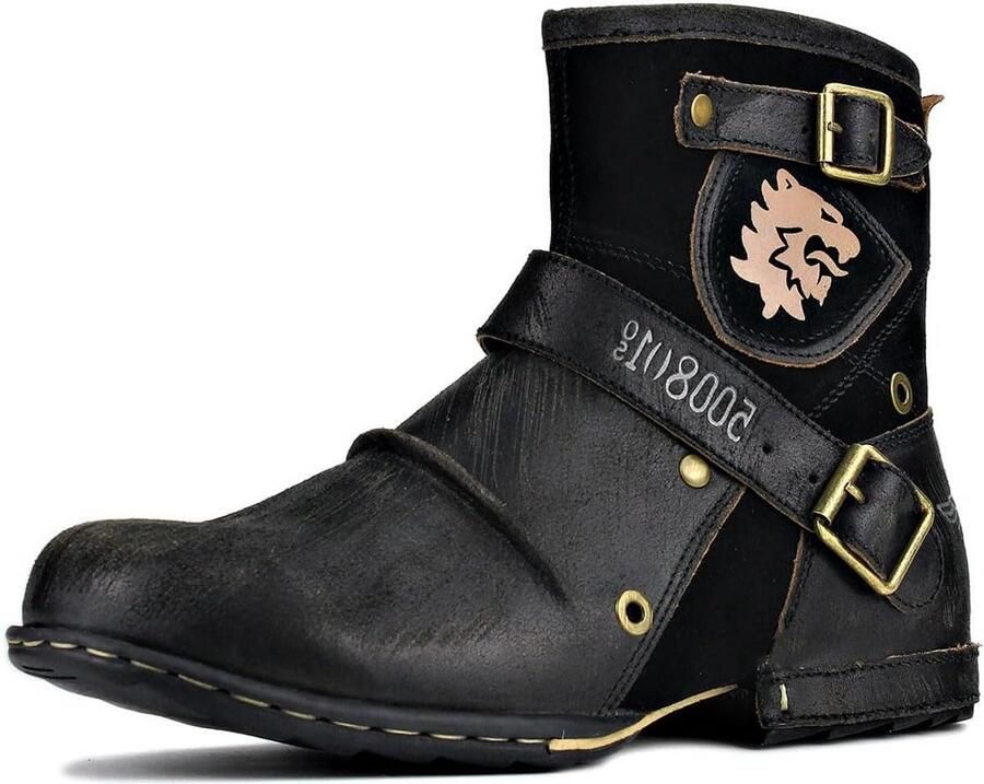 Heren Enkelhoge Vintage Leren Motorlaarzen Klassieke Casual Desert Boots