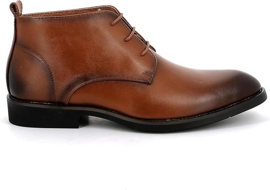 Heren Enkellaars met Veters van Kunstleer Stoere Stijlvolle Halve Hoge Schoen