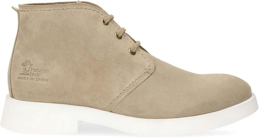 Heren Enkellaars Taupe Suède Platte Veterboots Gemaakt in Spanje