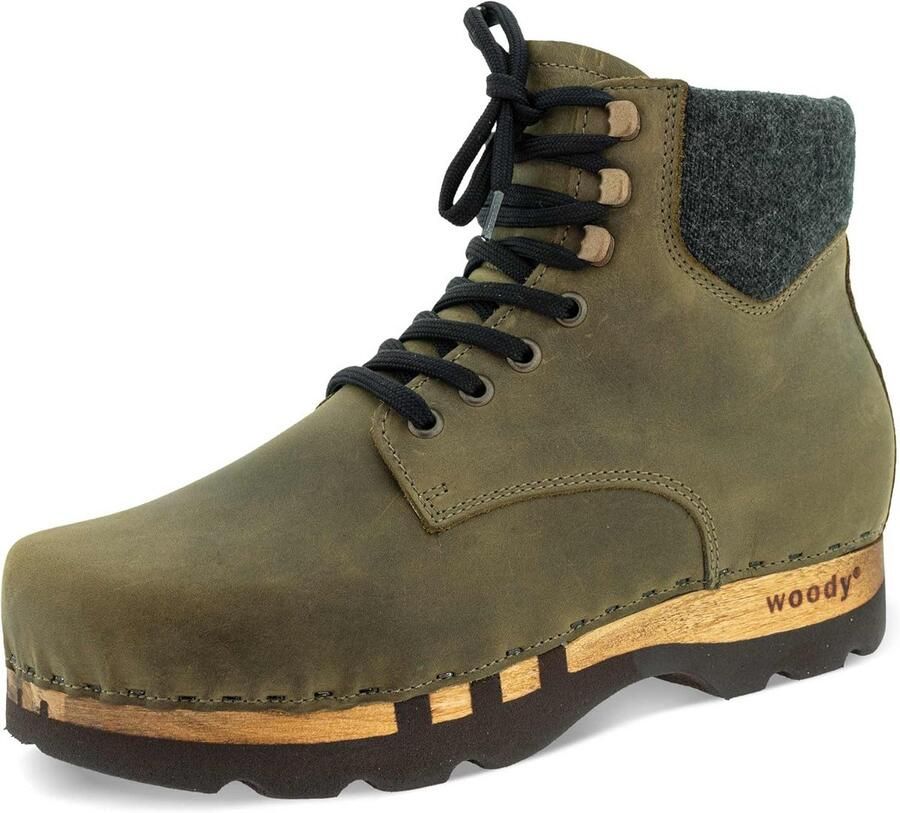 Heren Enkellaarsjes met Houten Zool voor Nat en Koud Weer