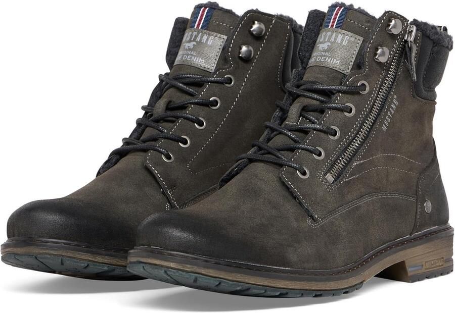 Heren Enkellaarzen met Vetersluiting en Rits voor Comfort en Stijl