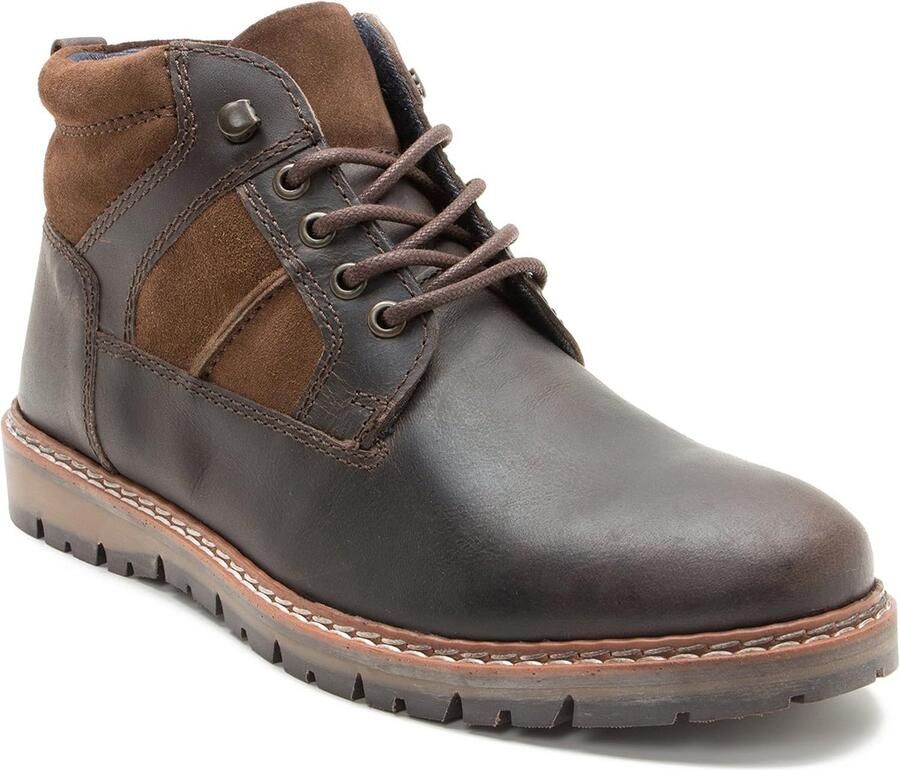 Heren Enkellaarzen van Leer met Vetersluiting