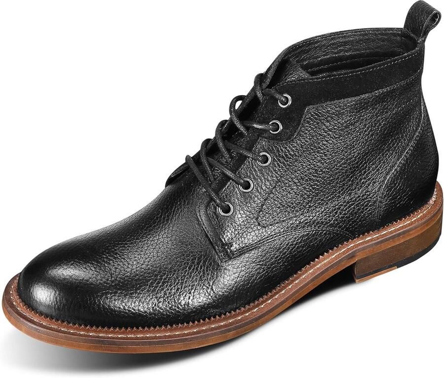 Heren Enkellaarzen van Leer Veterlaarzen Klassieke Halslaarzen