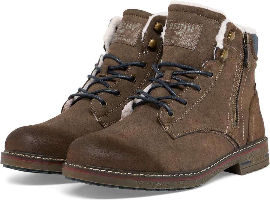 Heren Enkellaarzen Vetersluiting Warm Gevoerd Comfortabele Zwarte Laarzen