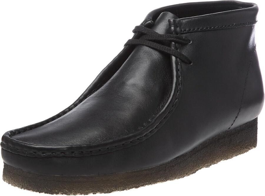 Heren enkellaarzen zwart leer vetersluiting