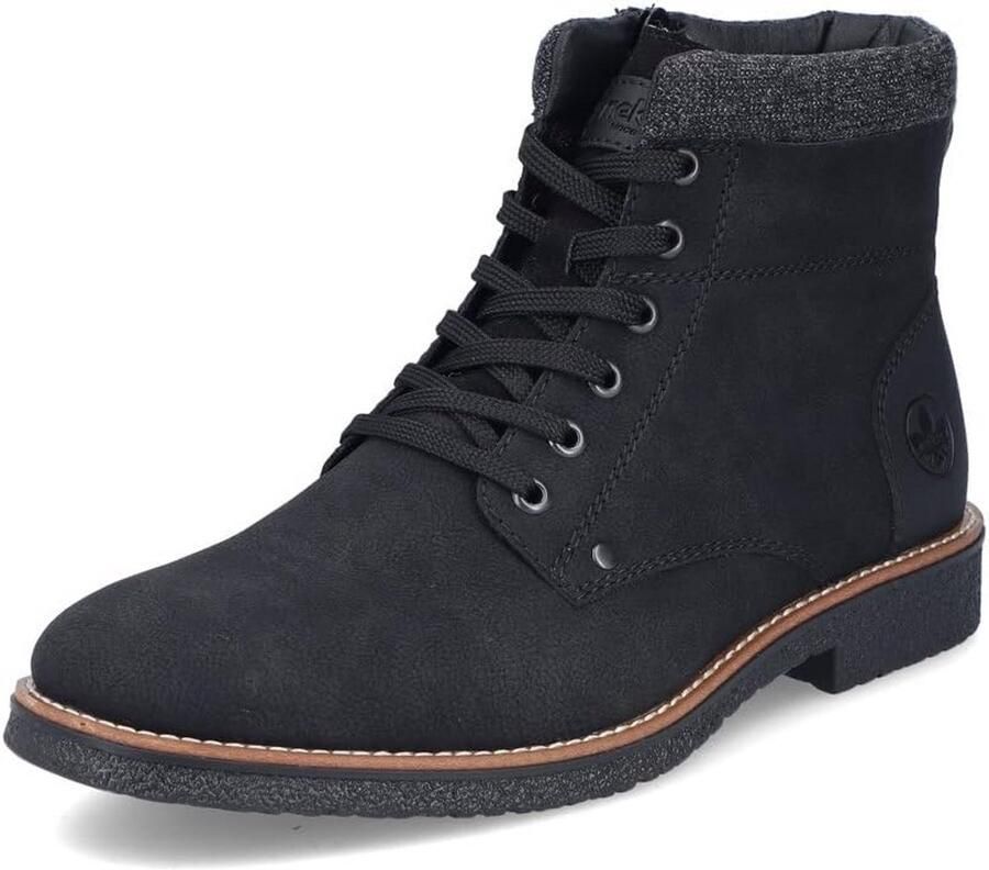 Heren enkellaarzen zwart vetersluiting met ritssluiting en warme voering