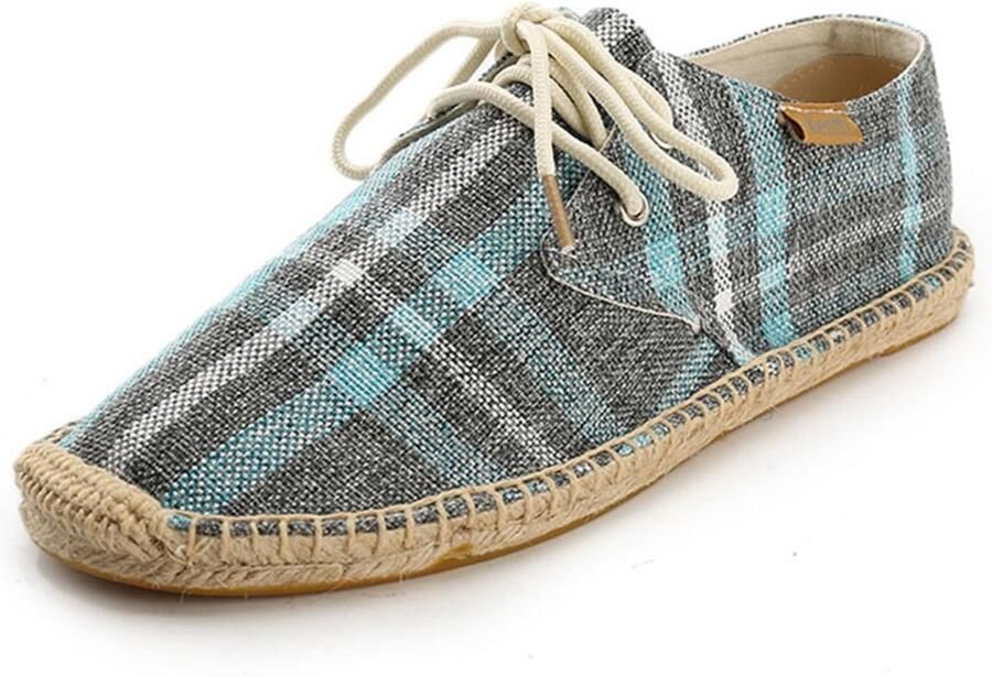 Heren Espadrilles Canvas Instappers Zomer Schoenen Gestreept en Tartan