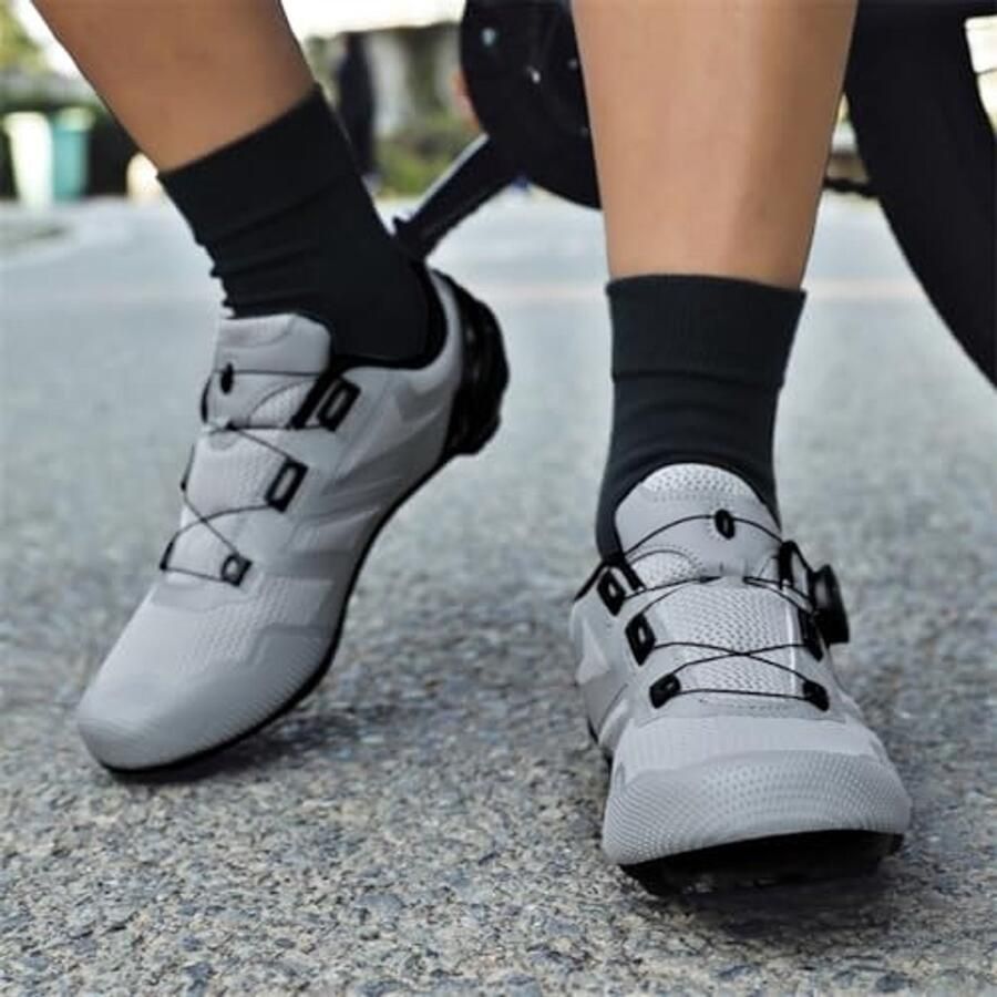 Heren Fietsschoenen Ademende Indoor Racefietsschoenen Grijs