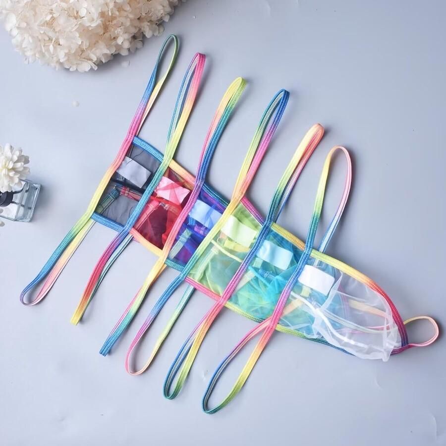 Heren G-string ondergoed pak super pure badmode bikini regenboog rand slipje