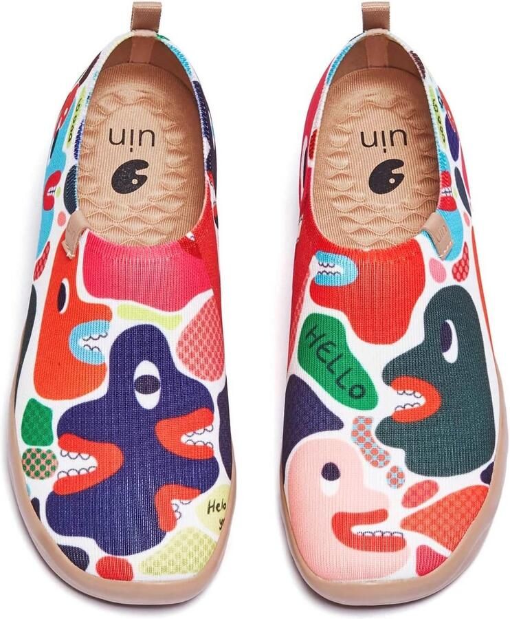 Heren Geschilderd Casual Plat Canvas Slip-on Schoen Grijs-Groen