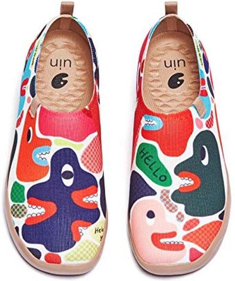 Heren Geschilderd Casual Plat Canvas Slip-on Schoen Grijs-Groen