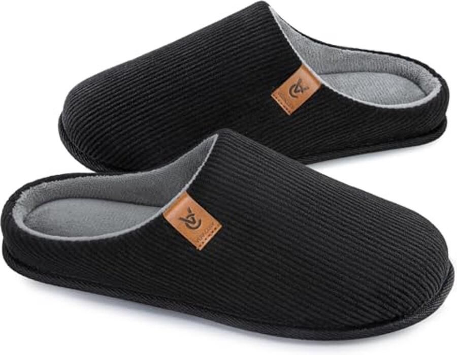 Heren Gezellige Slip-on Slippers van Corduroy Memory Foam Pantoffels voor Thuis