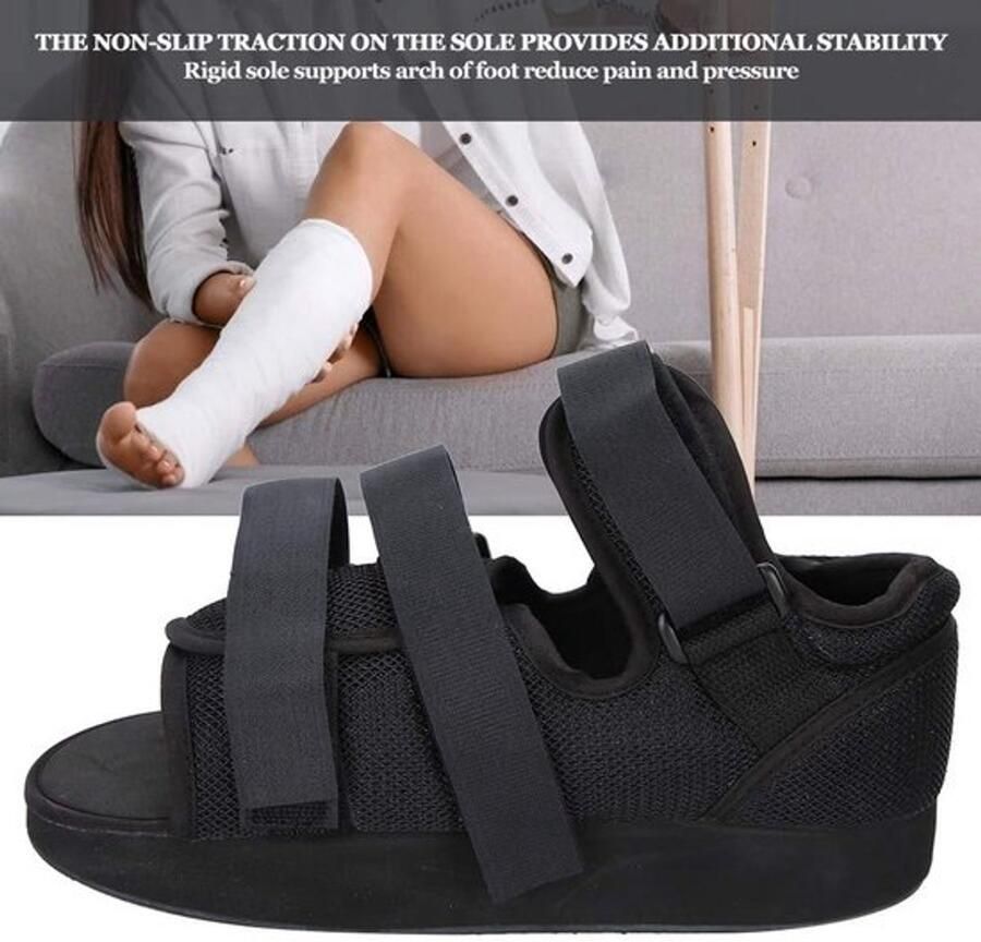 Heren Gipsschoenen Orthopedische ondersteuning Verstelbare bandjes Zwart Post Op Recovery Shoe Herstelschoen voor Gebroken Voet Gebroken Voetsteun Schoen met Verstelbare Bandjes Zwart 1 Stuk