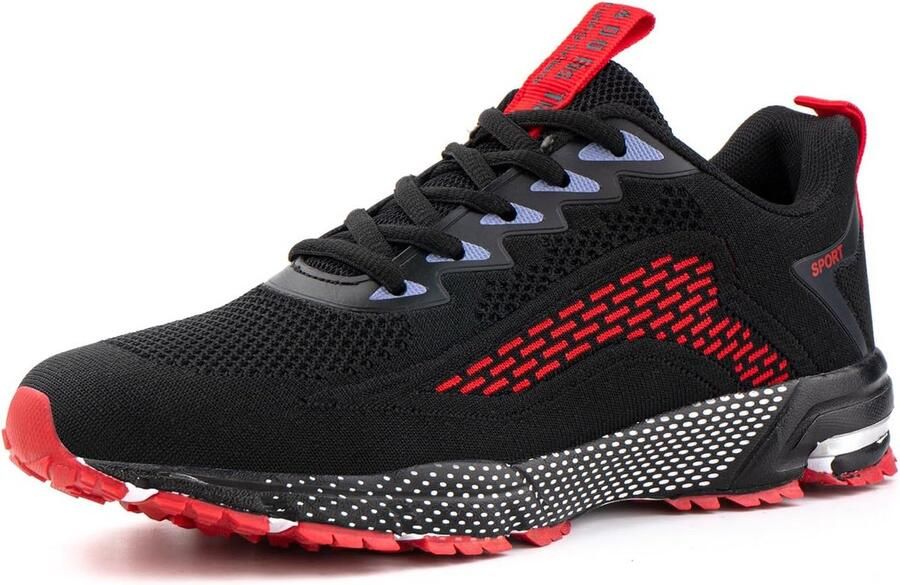 Heren Gymschoenen en Hardloopschoenen Lichte Sneakers voor Sport in Zwart Blauw en Rood Maten