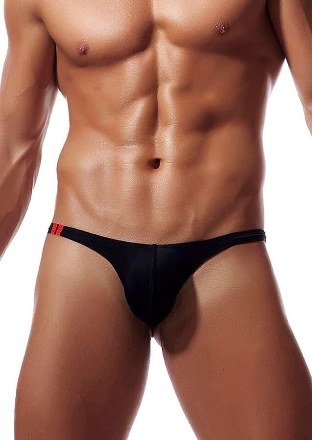 Heren Ice Silk Thongs T-Back Low Rise Bikini Slips Ondergoed