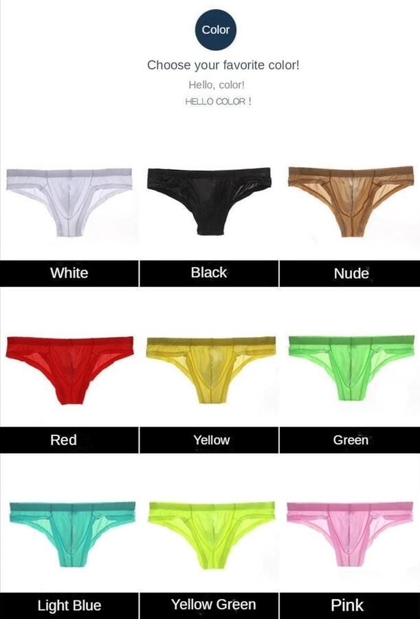 Heren Ice Silk Transparante Slipje Lage Taille Slips Ademend