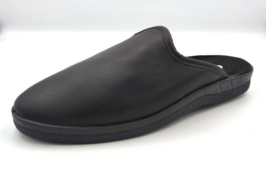 Heren instap pantoffels stevige huis schoenen voor mannen muil met harde zool met goede grip zwart