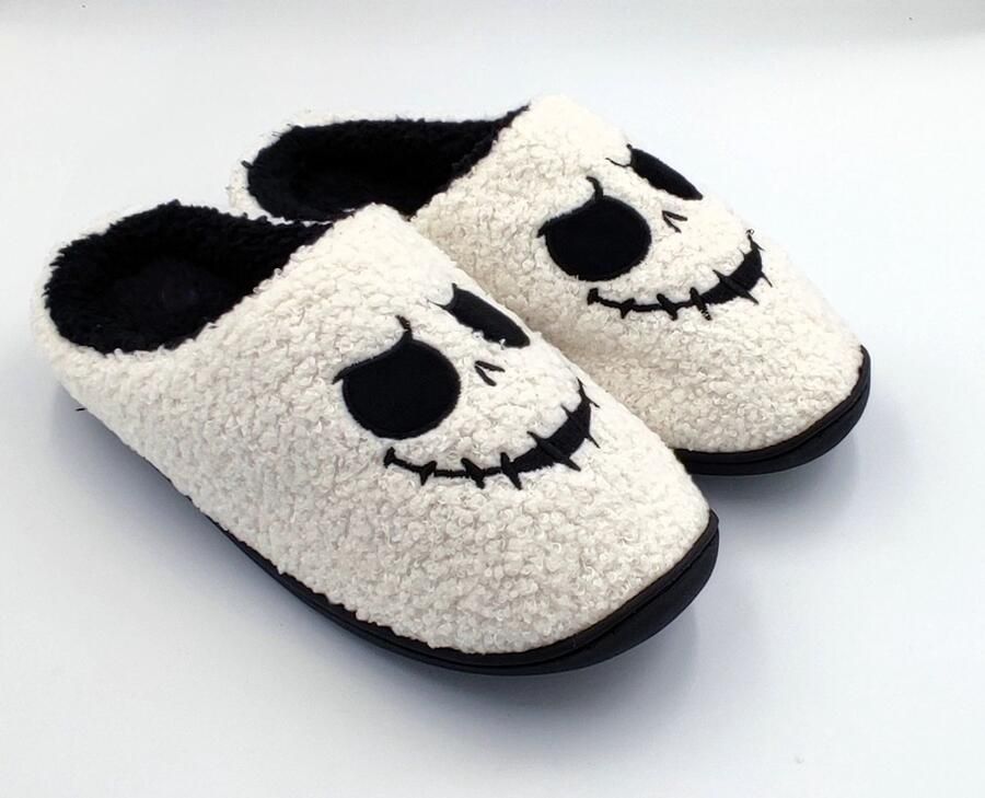 Heren instap sloffen halloween nightmare The Nightmare Before Christmas mannen pantoffels wit met zwart zeer zacht met rubberen zool - Foto 1