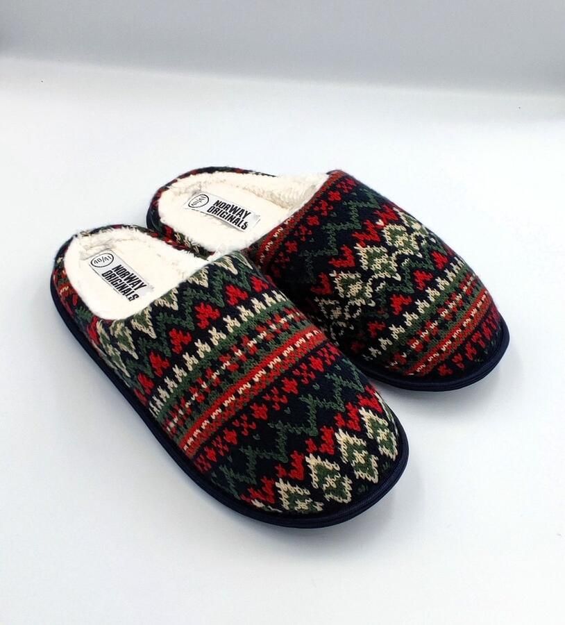 Heren instap sloffen kerstmis mannen pantoffels christmas rood groen marine zeer zacht met zachte zool