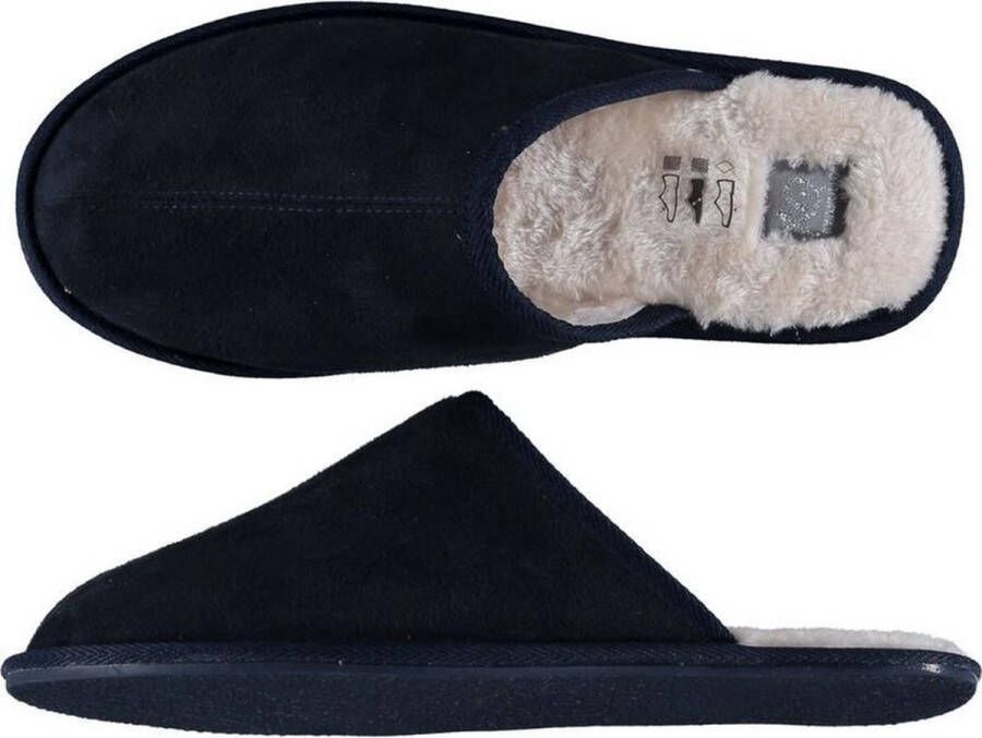 Apollo Heren instap sloffen pantoffels laag donkerblauw