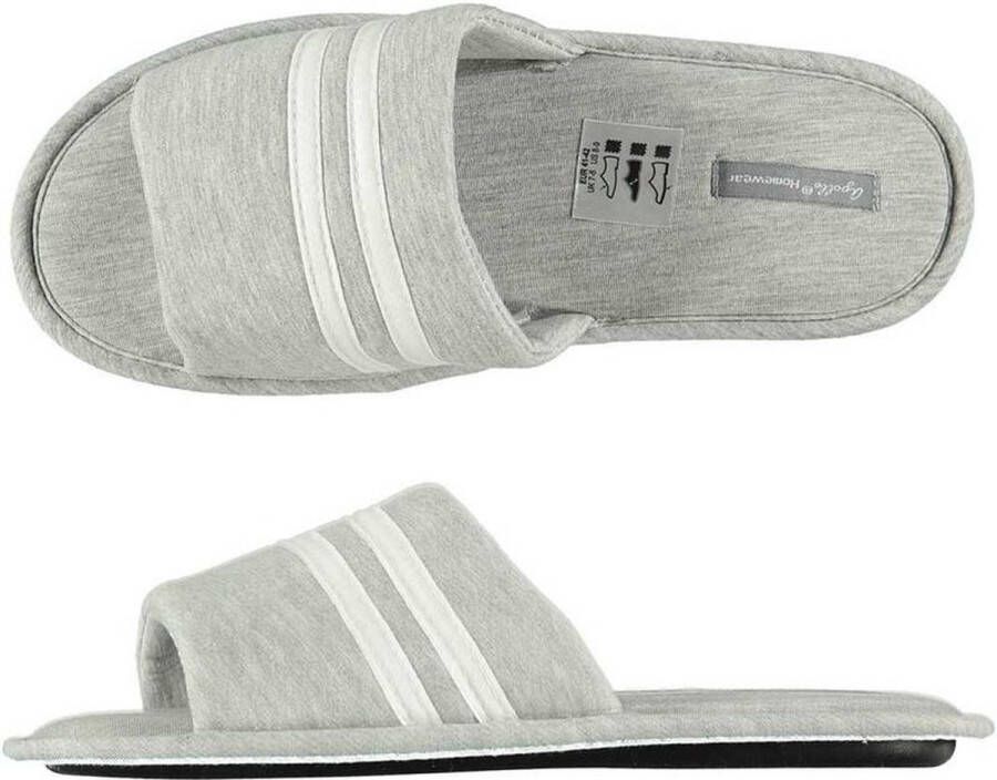 Heren instappers huisslippers stof grijs wit gestreept 41