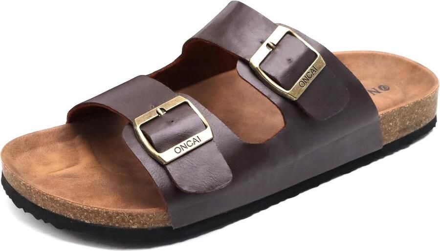 Heren Kurk Sandalen Leer Verstelbaar Comfortabele Brede Pasvorm Zomer Slippers