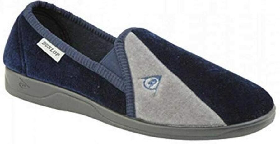 Heren Lage Slippers in Navy en Grijs Comfortabele Velours Bovenkant