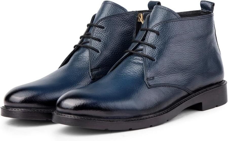 Heren lange laarzen van echt leer met comfortabele rubberen zool