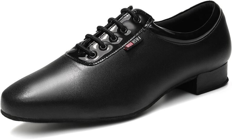 Heren Latijns Dansschoenen Zwart Vetersluiting Balzaal Salsa Tango