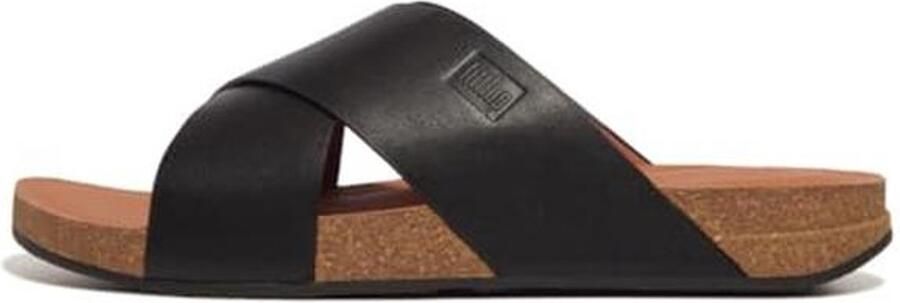 Heren Leer Cross Slides Slippers