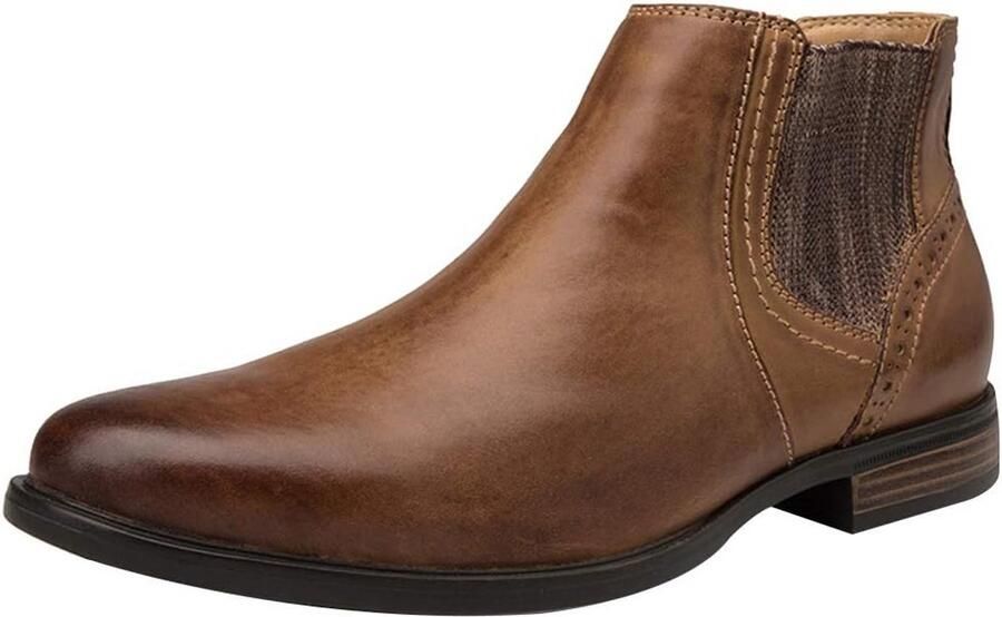 Heren Enkellaarzen Leer Vintage Chukka Chelsea Stijl met Ritssluiting