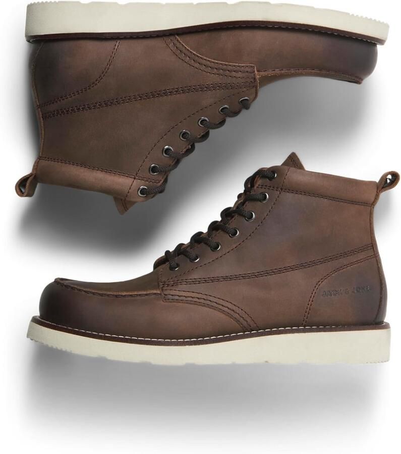 Heren Leren Laarzen met Vetersluiting voor Dagelijks Gebruik en Weekendjes Weg