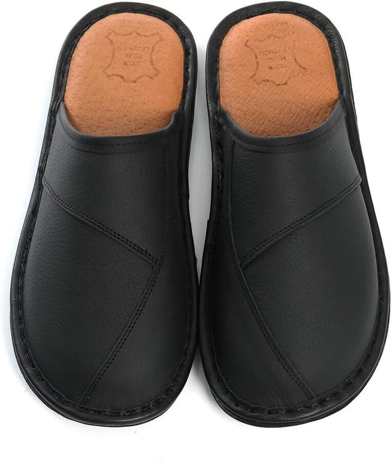 Heren Leren Pantoffels met Antislipzool Comfortabel en Robuust Handgemaakt in
